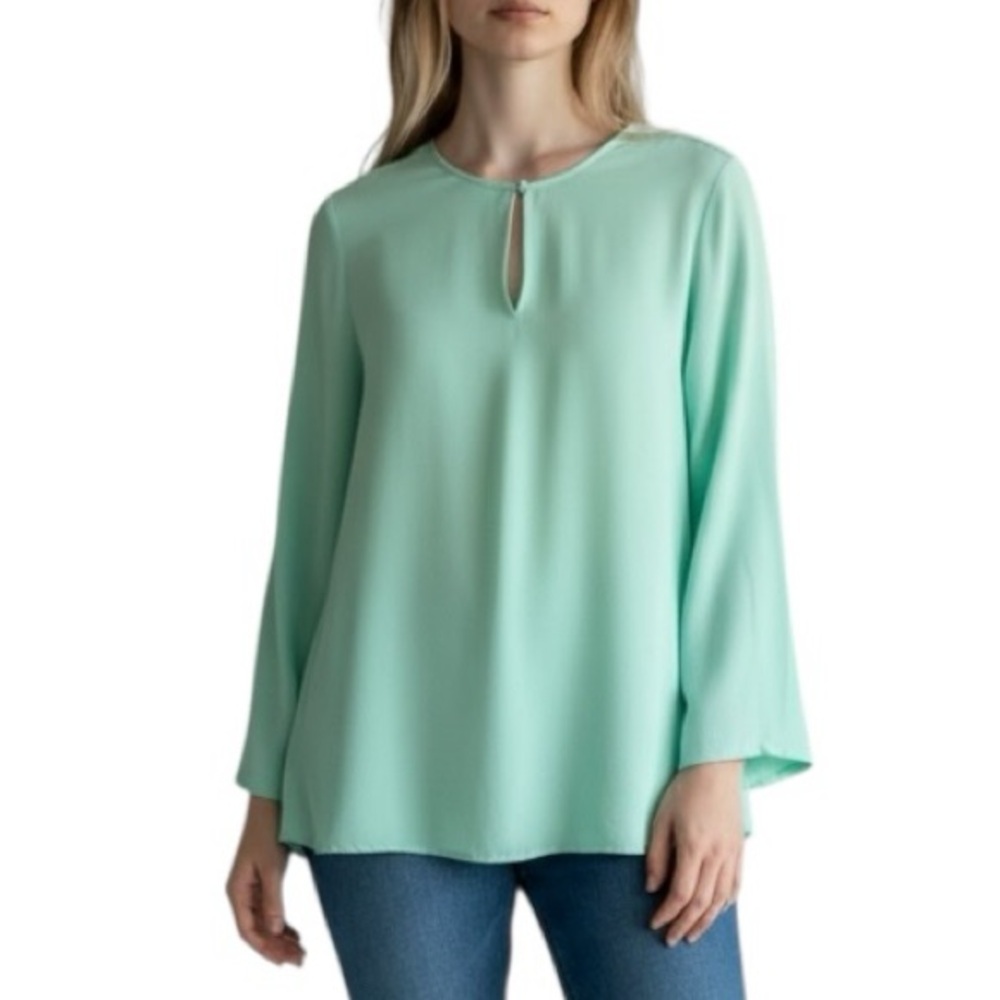 RIANI silk blend split neck long sleeve flowy top size 12 excellent condition